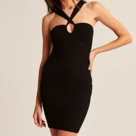 Abercrombie Knit Fitted Cross Strap Mini Dress XXSP - Picture 1 of 7